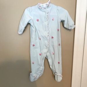 Soft Light Blue Onesie with Cupcakes